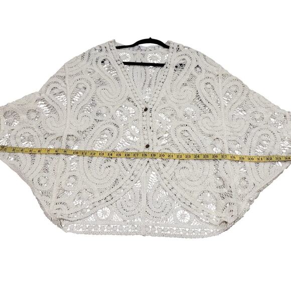 100% Cotton White Oversized Crochet Cardigan with Dolman Sleeves-NWOT - Picture 5 of 5